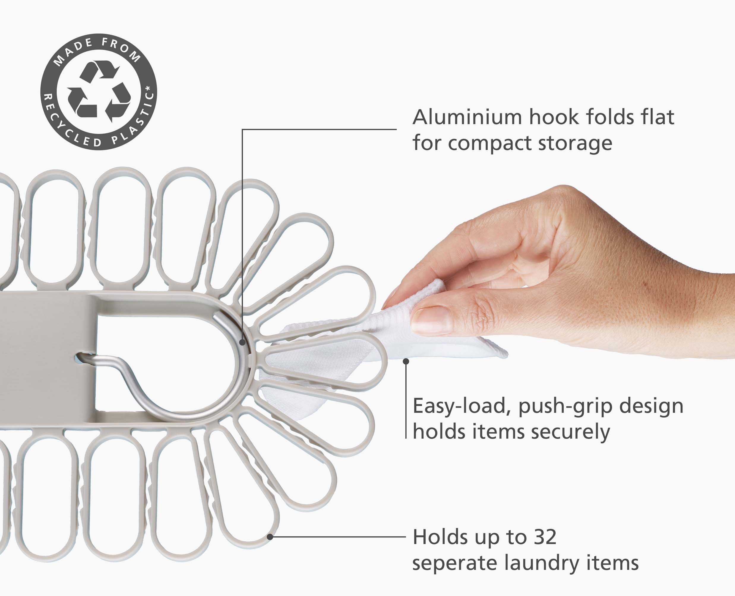 Petal 32-piece Quick-grip Ecru Drying Hanger - Image 4