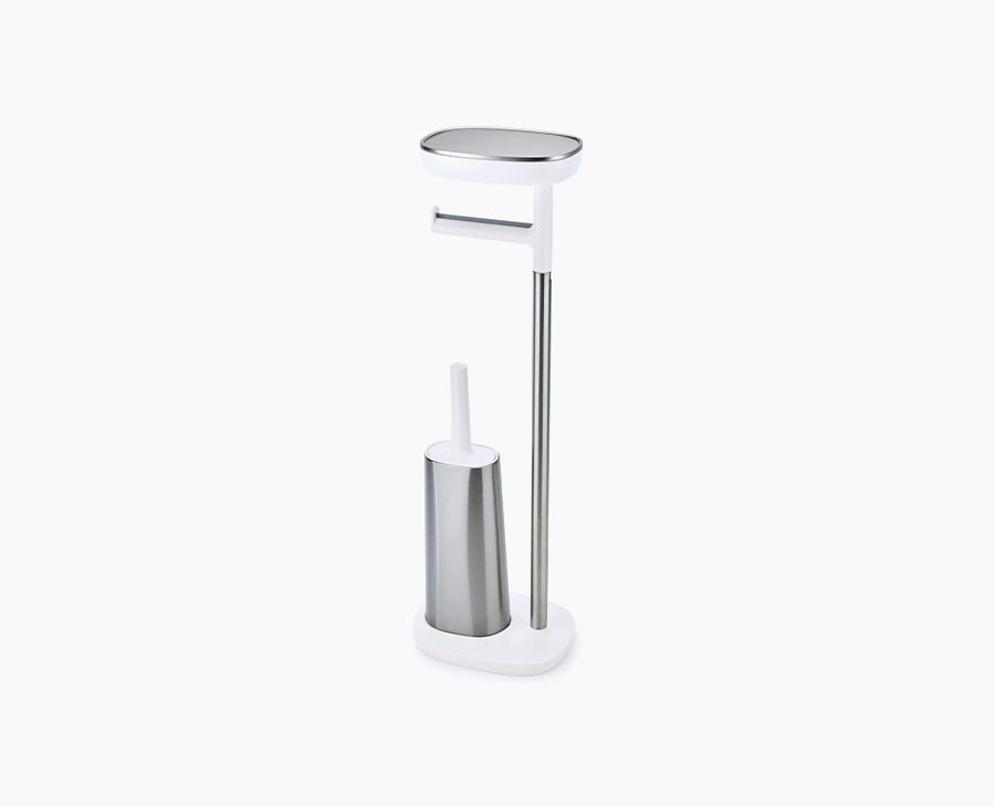 EasyStore Plus Stainless-steel Toilet Roll Holder with Toilet Brush