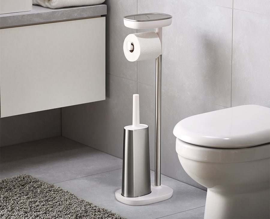 EasyStore Plus Stainless-steel Toilet Roll Holder with Toilet Brush - Image 2