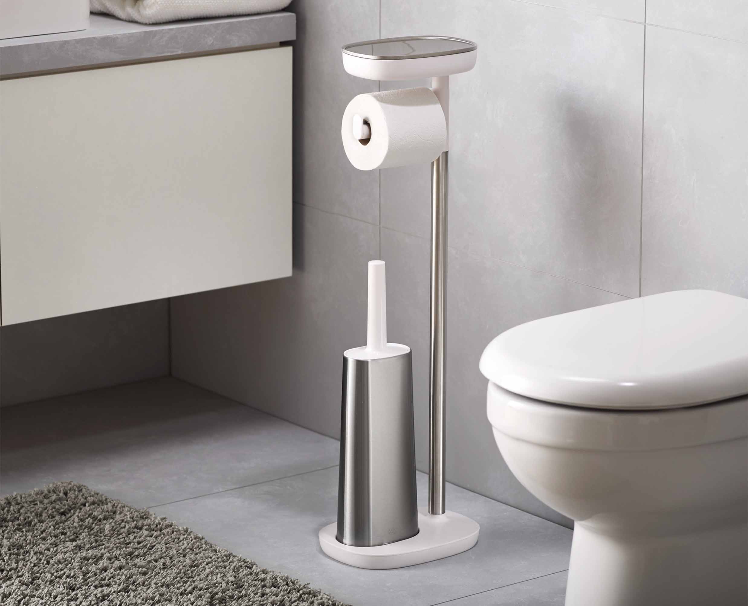 EasyStore Plus Stainless-steel Toilet Roll Holder with Toilet Brush - Image 3