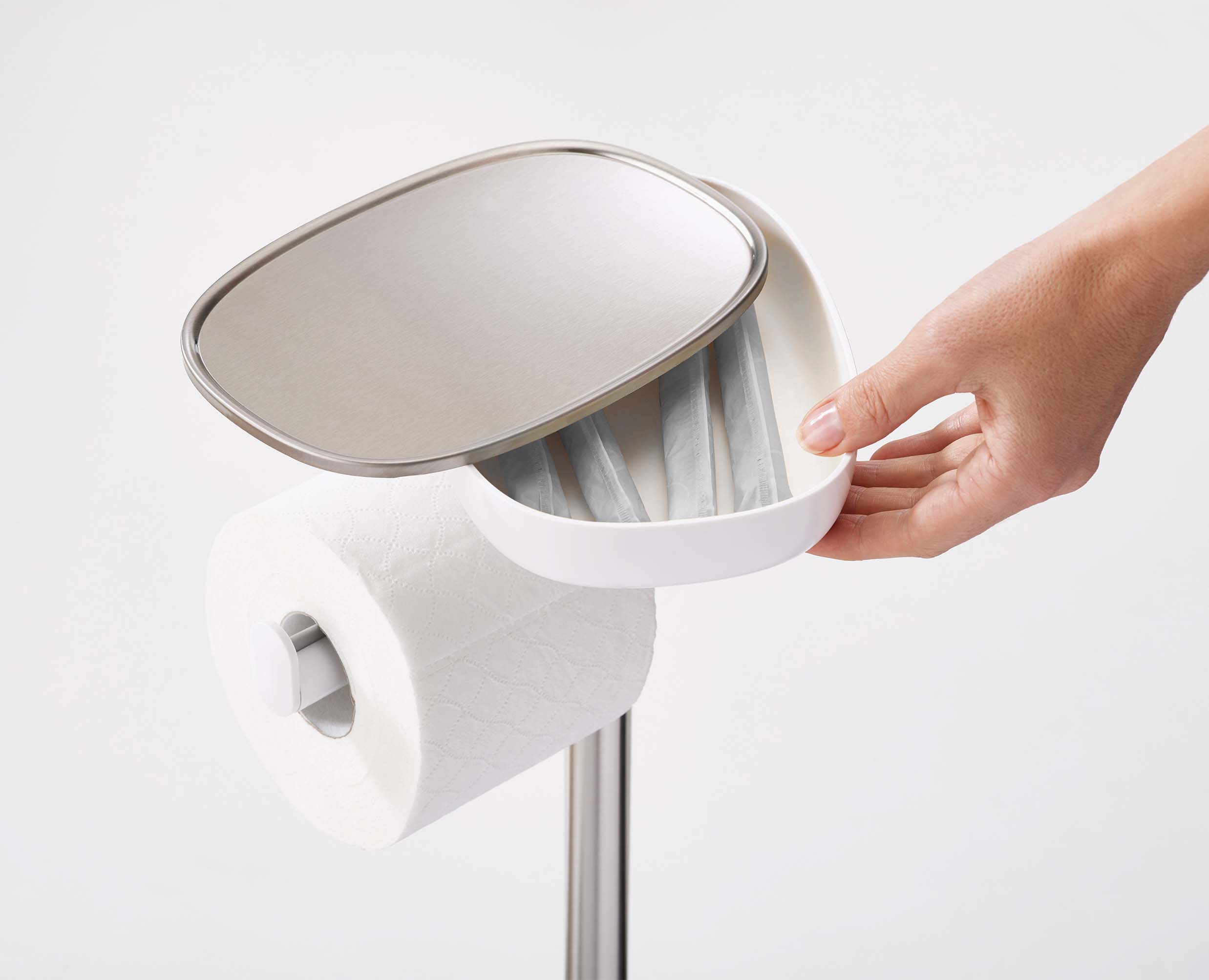 EasyStore Plus Stainless-steel Toilet Roll Holder with Toilet Brush - Image 4