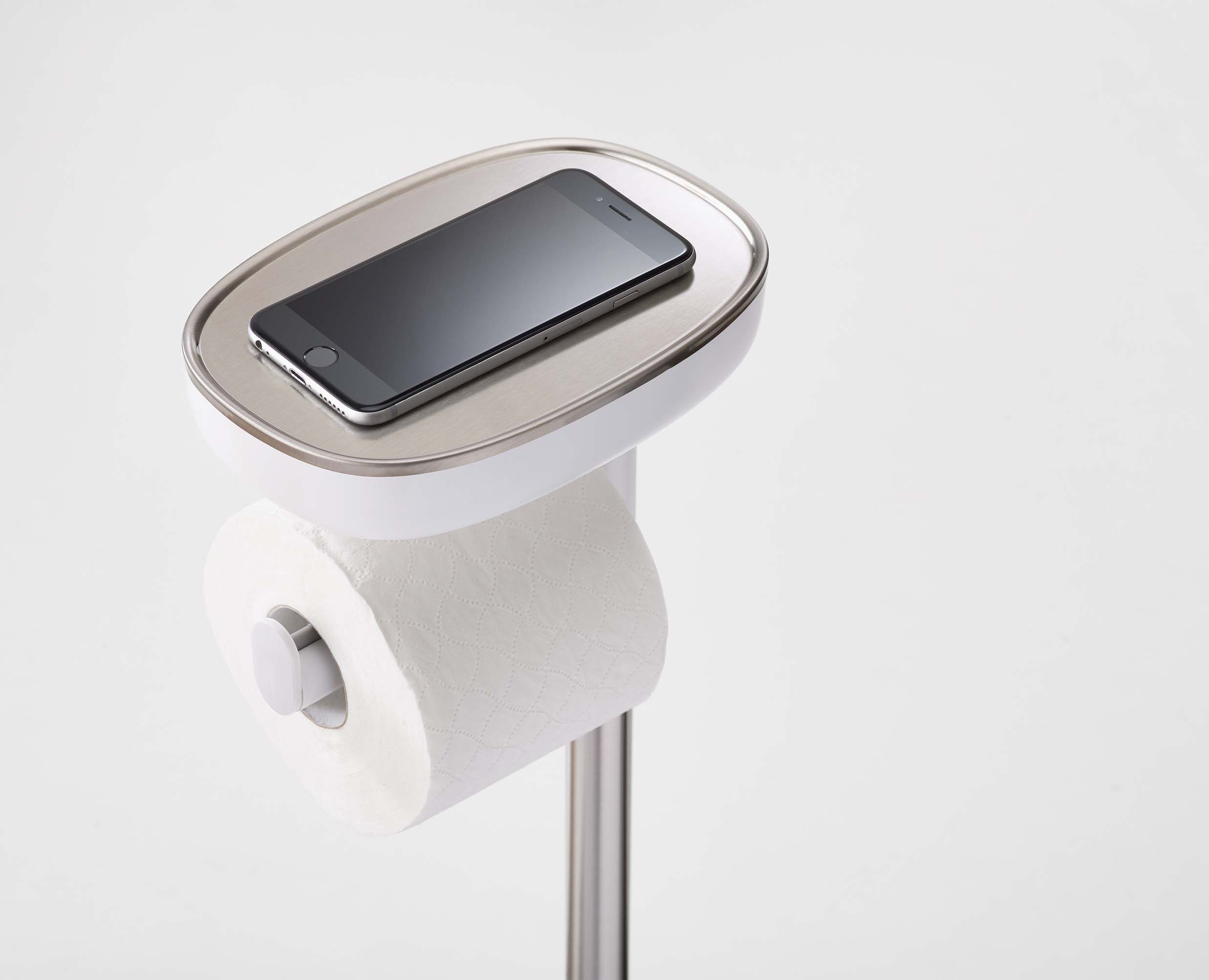 EasyStore Plus Stainless-steel Toilet Roll Holder with Toilet Brush - Image 5
