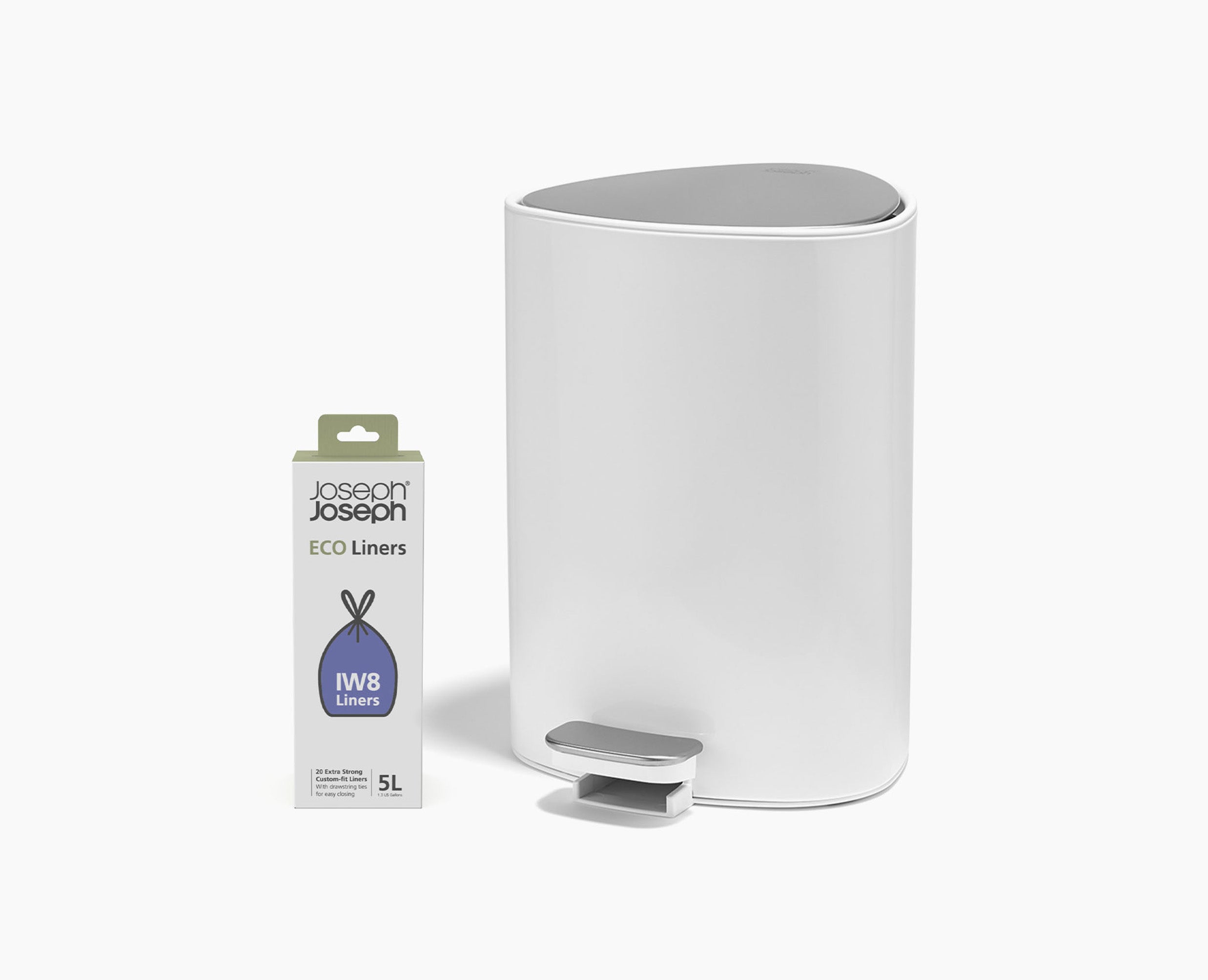 EasyStore 5L Gloss White Bathroom Trash Can Starter Set