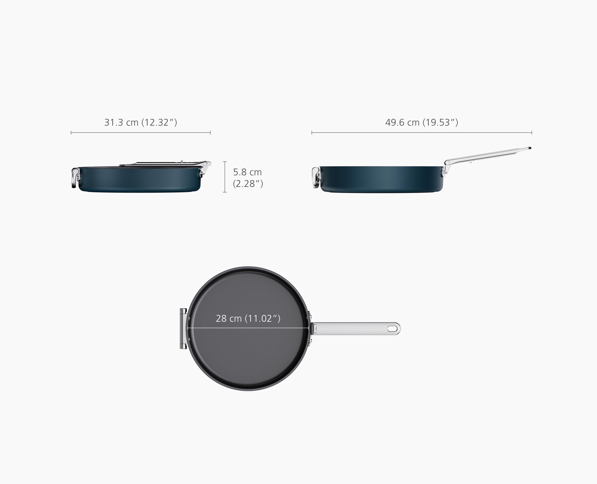 Space Folding Handle Non-Stick 11 Blue Shallow Frying Pan - Image 6