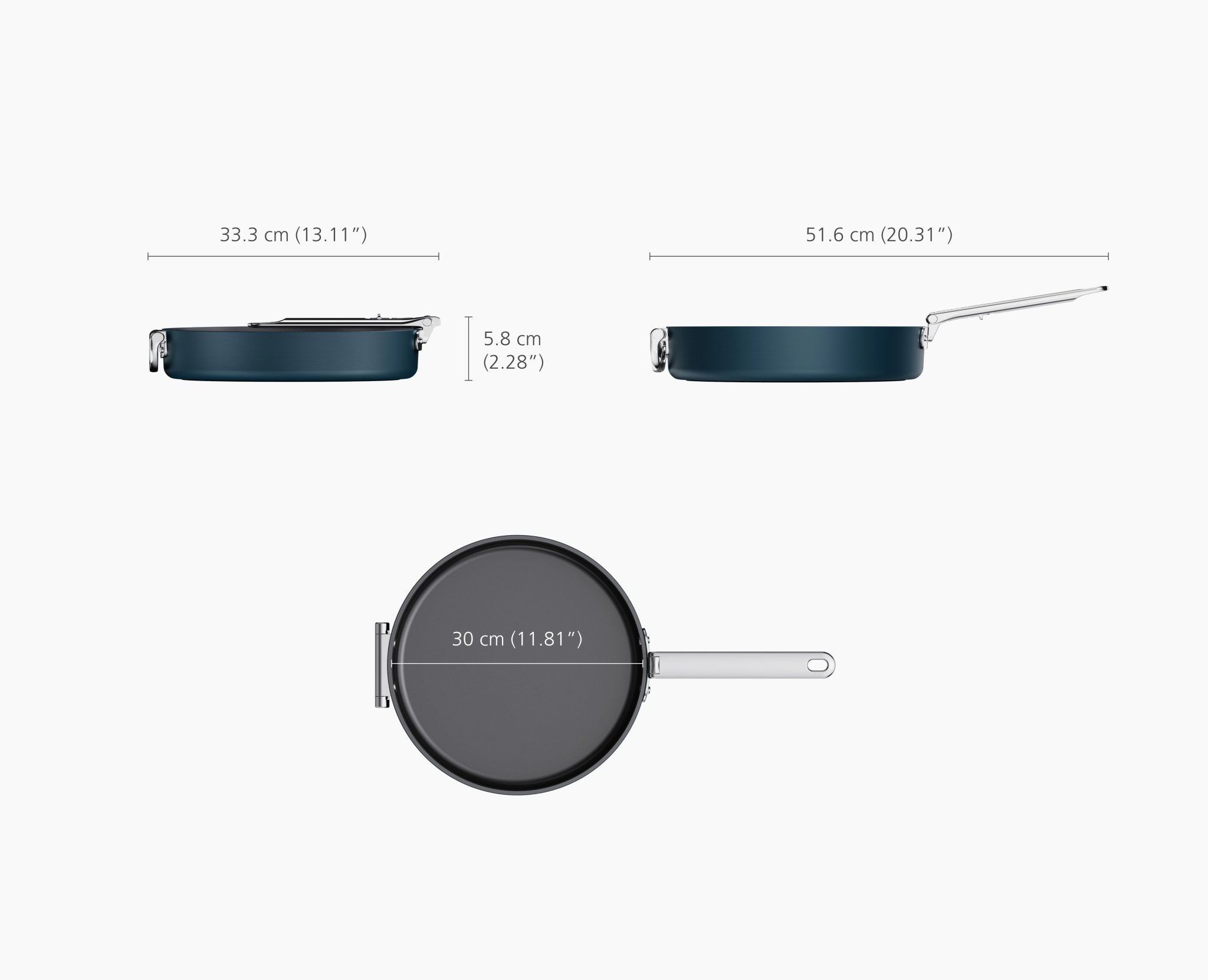 Space Folding Handle Non-Stick 12 Blue Shallow Frying Pan - Image 6