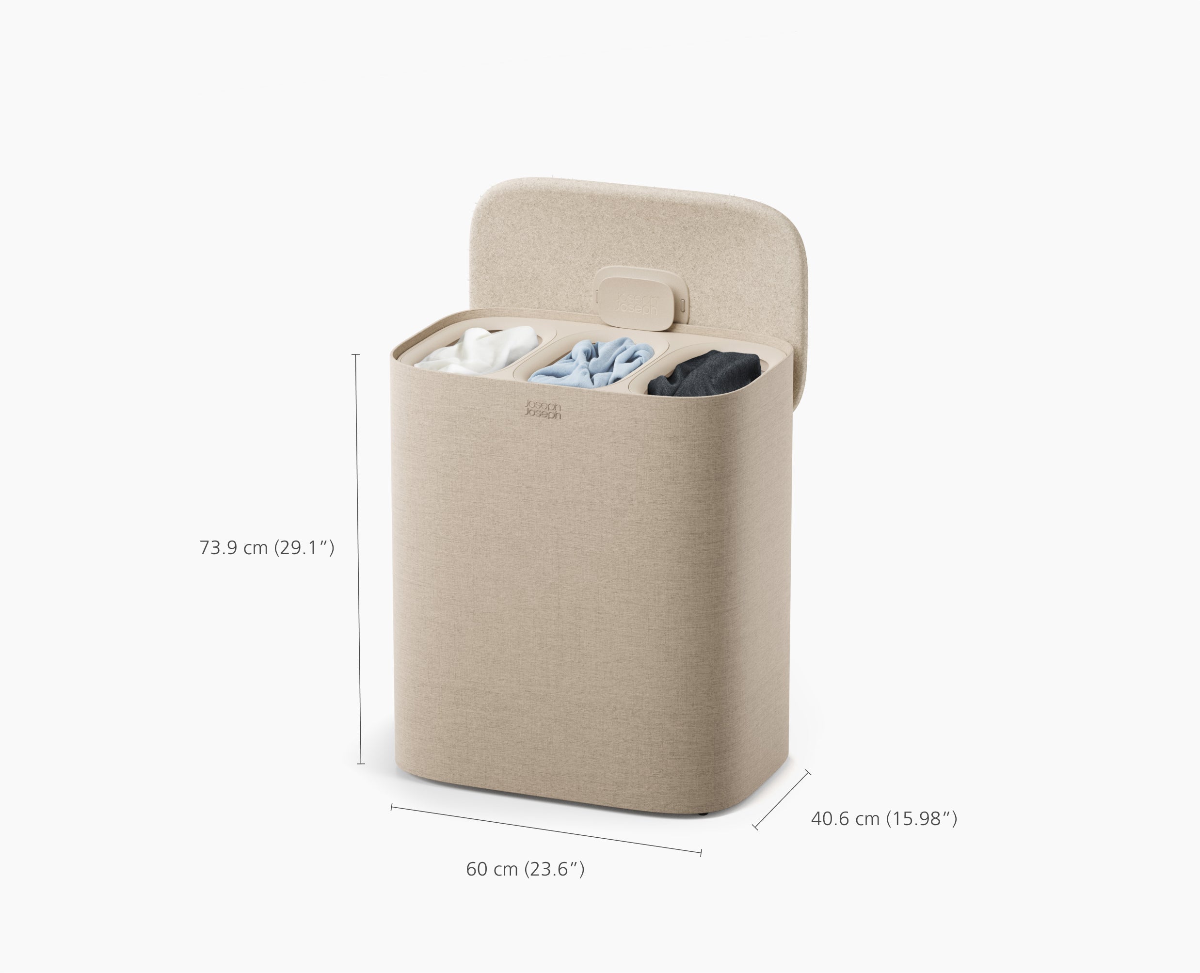 Tota 2 Trio 90L Pale Mushroom Laundry Separation Basket - Image 7