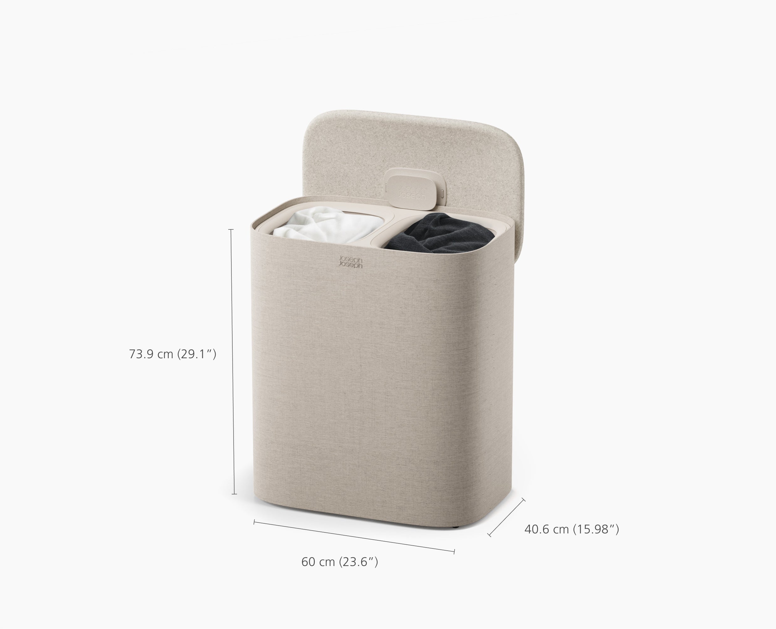 Tota 2 Twin 90L Pale Mushroom Laundry Separation Basket - Image 7