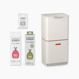 Totem Max 60L Stone Waste & Recycling Trash Can Starter Set